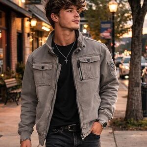 Guess Men's Olive Military Jacket. Fleece VGG Size XL